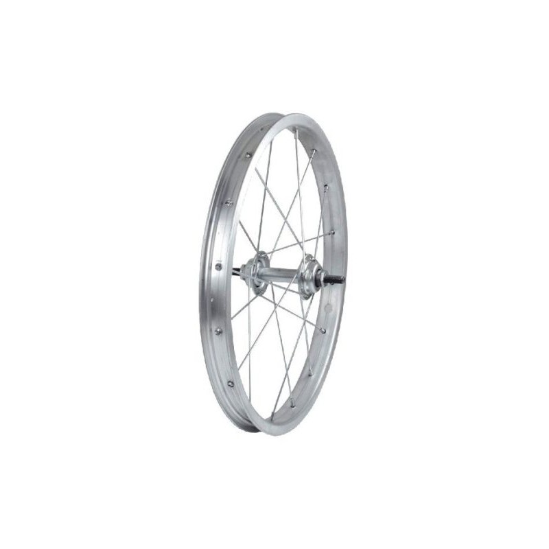 Ruota ant. 14 x 1.3/5, cerchio alluminio, mozzo acciaio, 16 fori